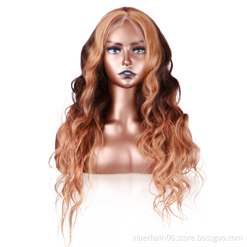 Ombre Colored Mink Brazilian Virgin Human Hair Lace Front Wigs, Cuticle Aligned Human Hair Wet and Wavy HD Full Lace Wig